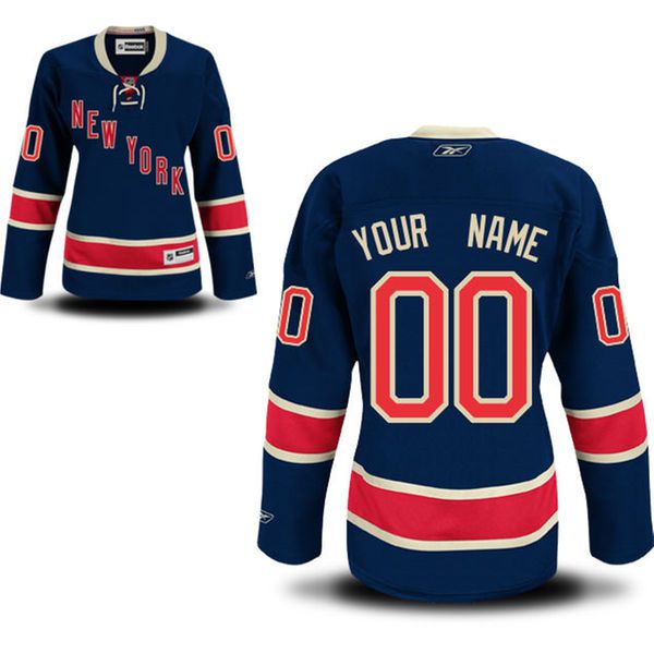 Reebok New York Rangers Women Premier Alternate Custom NHL Jersey - Blue->->Custom Jersey